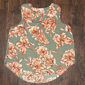 Maurices Floral Sleeveless Top - Green and Orange